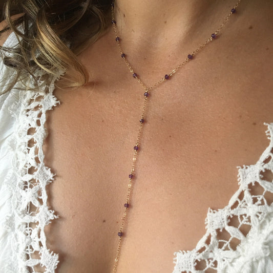 Amethyst Wire Wrap Y-Necklace