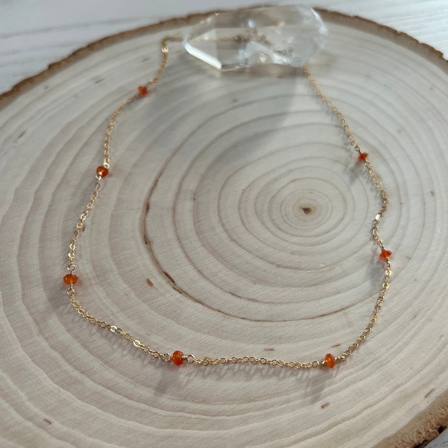 Carnelian Seven Station Choker with 14K Gold Filled Chain