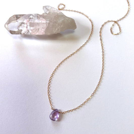 Mini Lavender Amethyst Teardrop Necklace