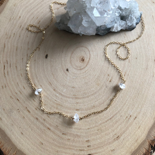 Three Station Mini Herkimer Necklace