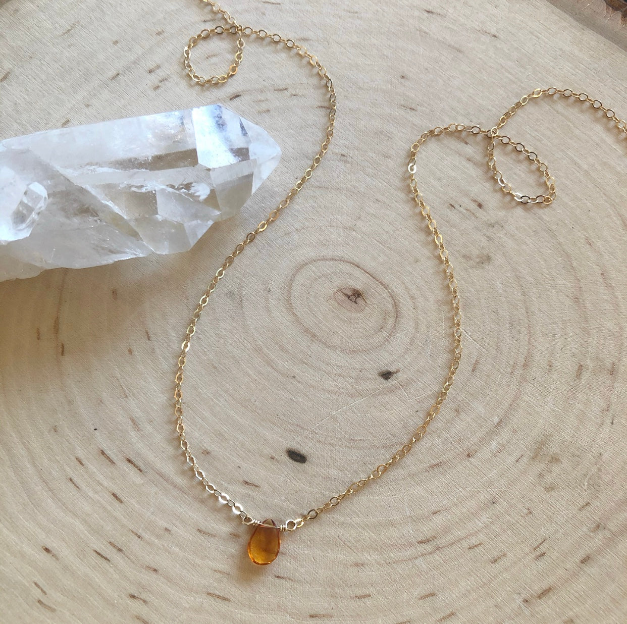 Mini Citrine Pendant Necklace