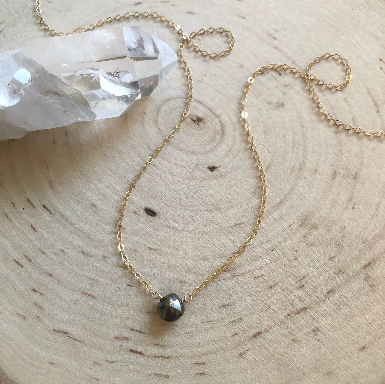 Mini Pyrite Pendant Necklace