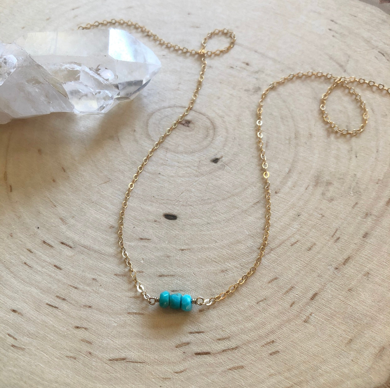Mini Turquoise Three Bead Trinity Necklace