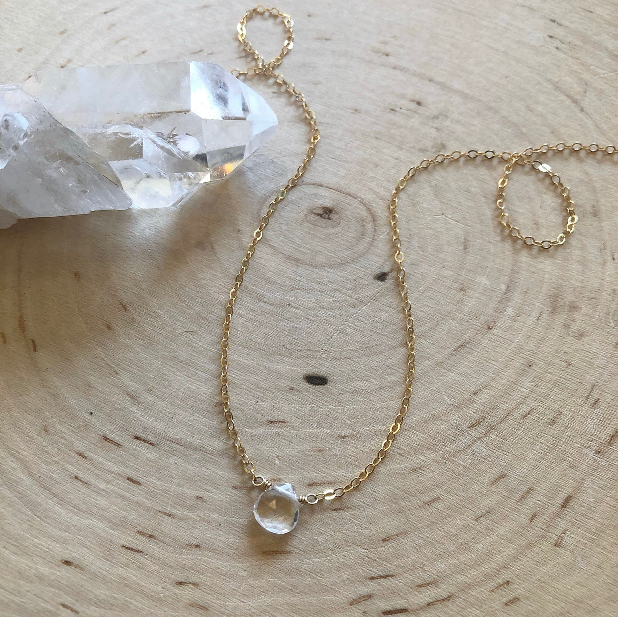 Mini Clear Quartz teardrop necklace
