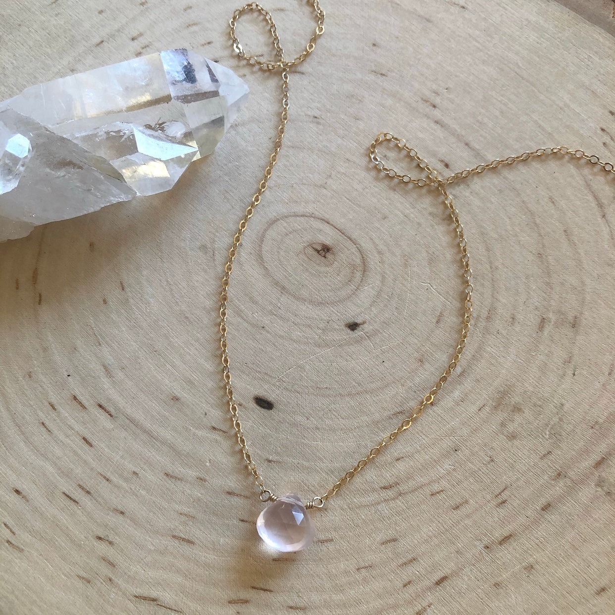 Mini Rose Quartz Pendant Necklace