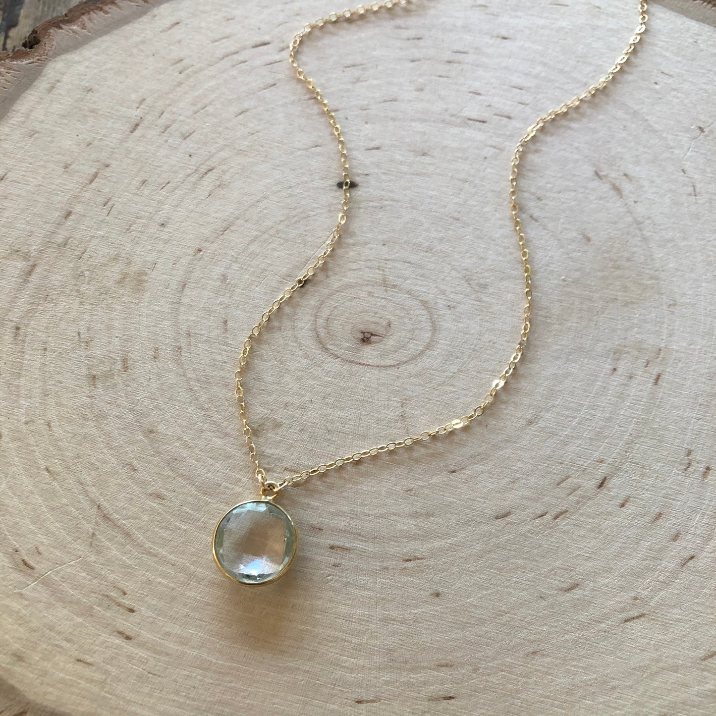 Clear quartz circle pendant necklace