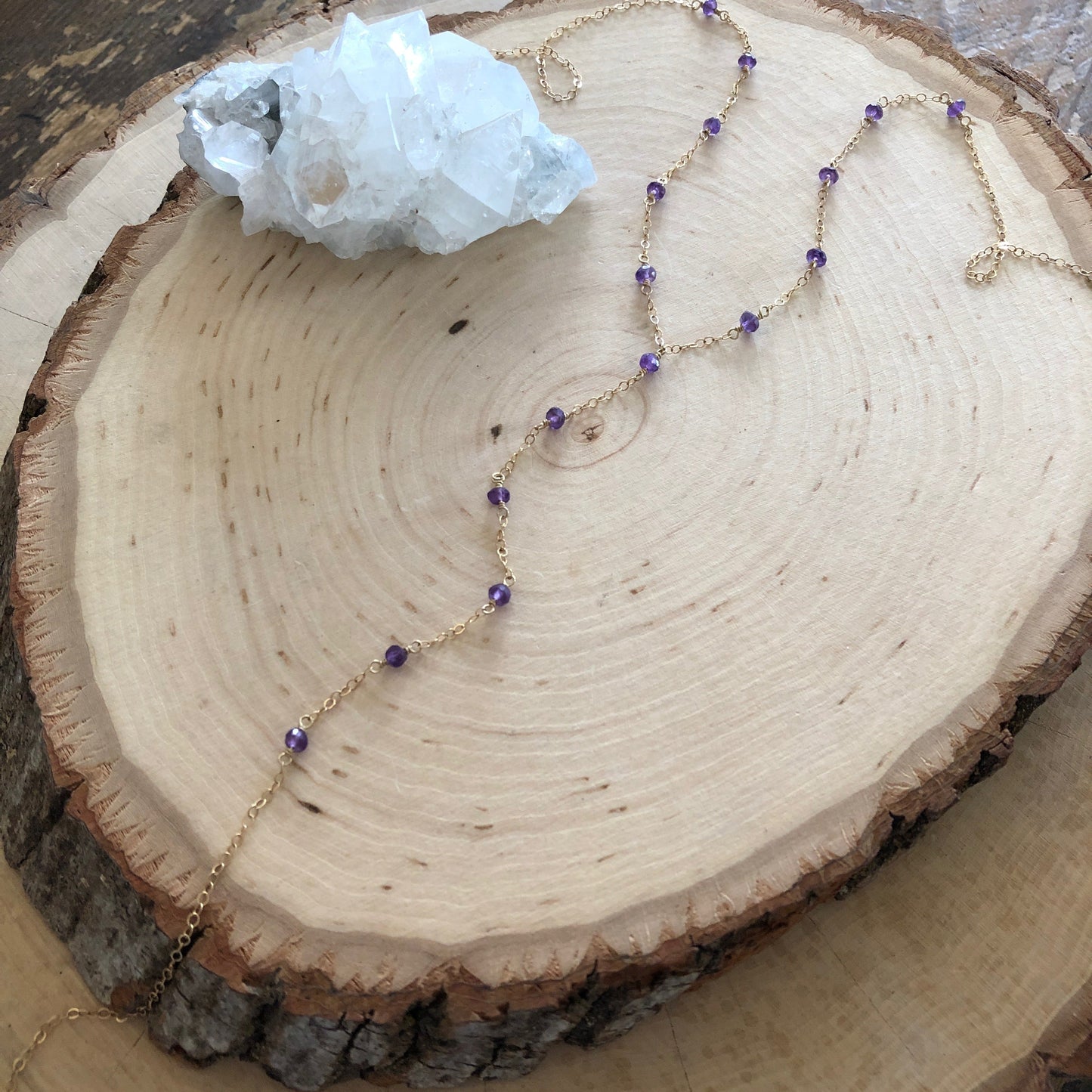 Amethyst Wire Wrap Y-Necklace